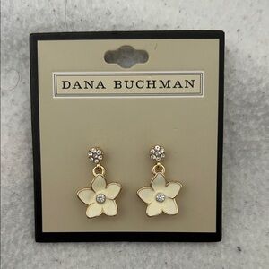 Dana Buchman Gold and Cream Floral Earrings
